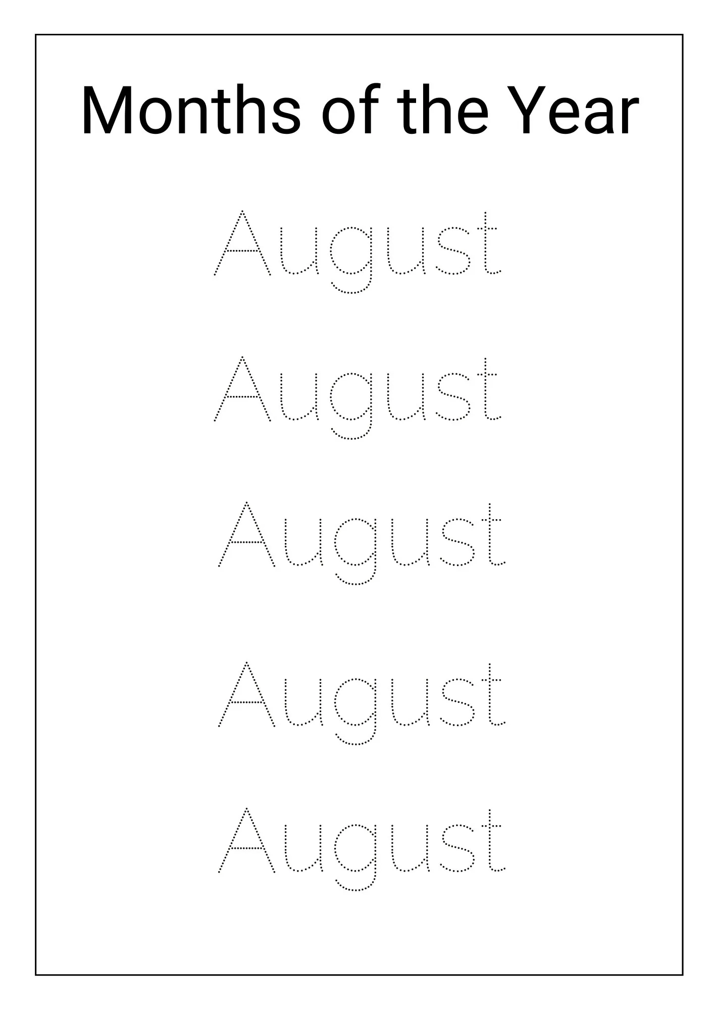Months Of The Year Tracing Worksheet Handwriting Practice Months Of The Year Tracing Worksheet Handwriting Practice