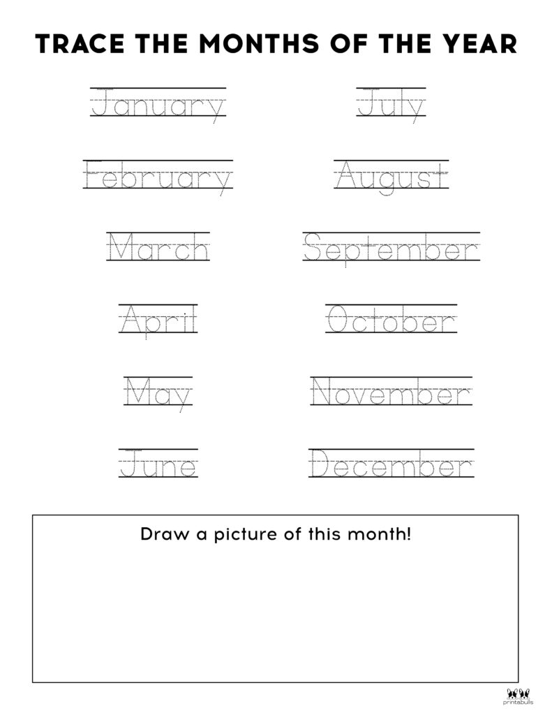 Tracing Months Of The Year Worksheets Tracing Months Of The Year Worksheets