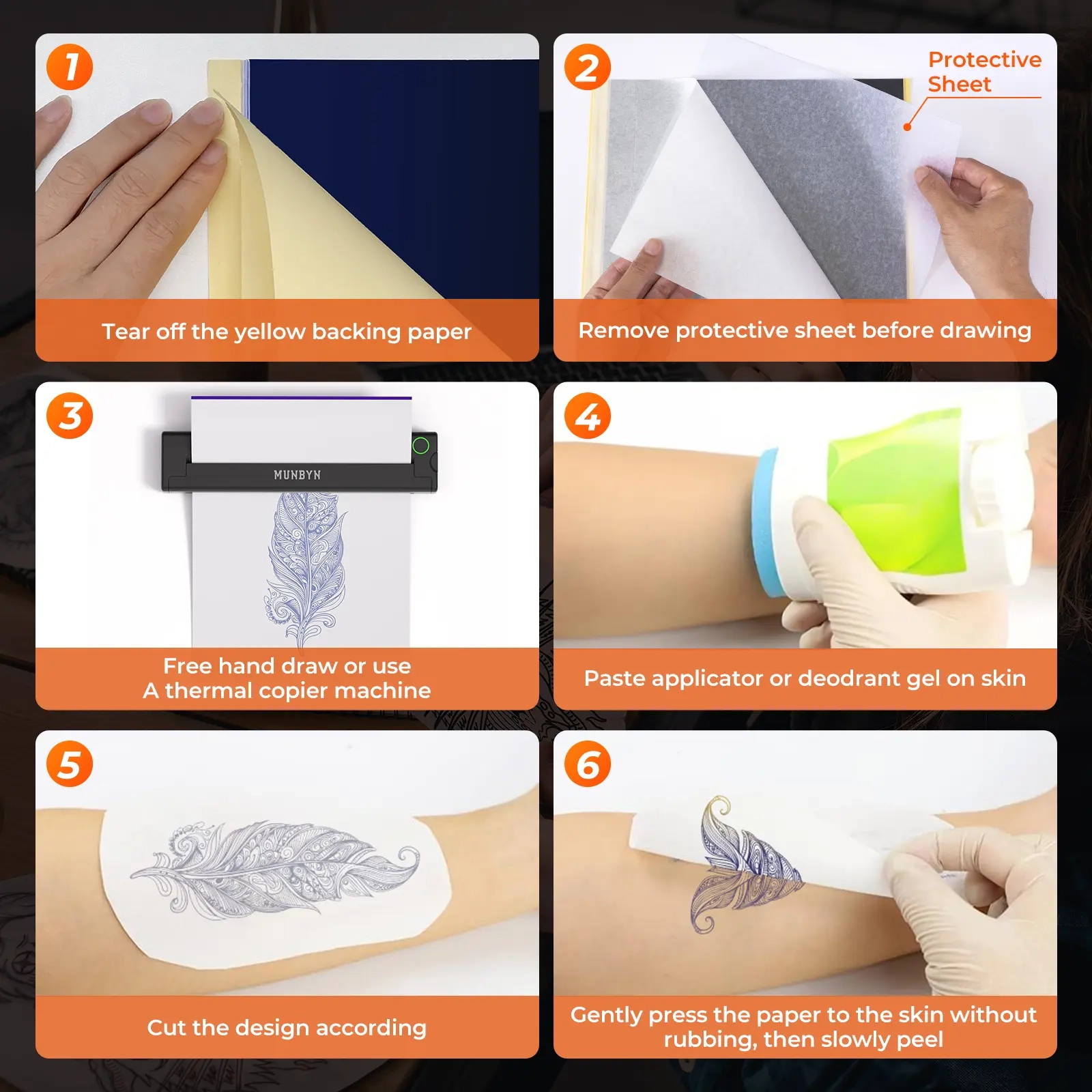 MUNBYN A4 Tattoo Transfer Paper 100 Sheets MUNBYN