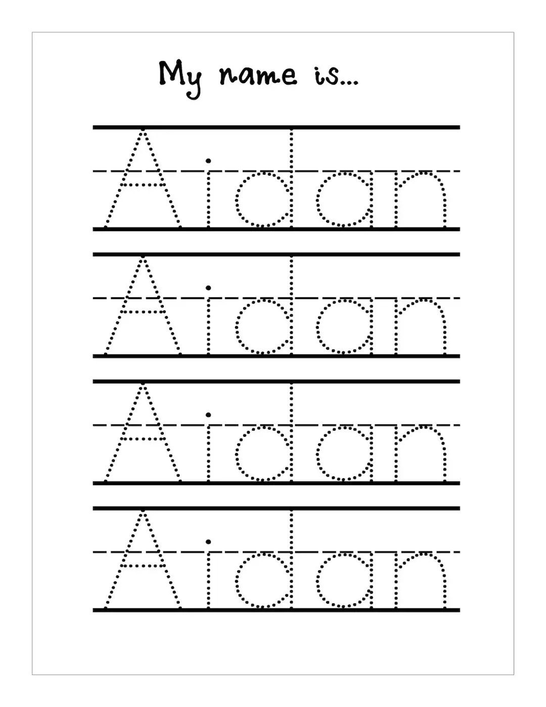 Name Trace Worksheet DIGITAL FILE Printable For Pre Schoolers 