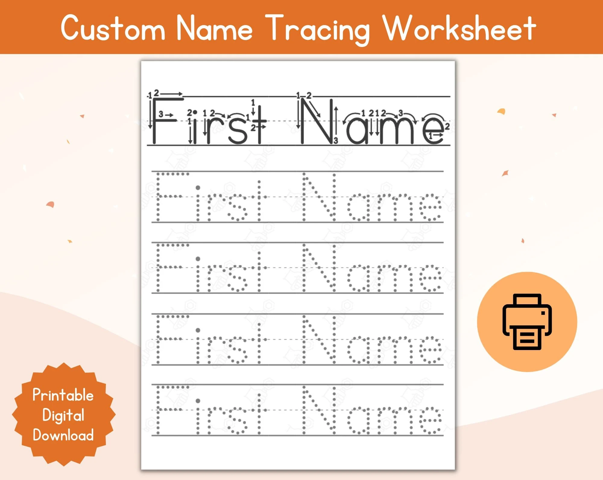 Name Tracing Custom Worksheet Personalized First Name Tracing 