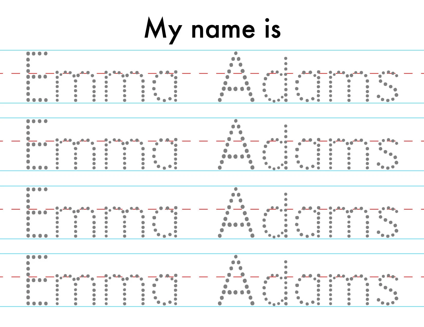 Name Tracing Worksheets Personalized Name Tracing Red And Blue 