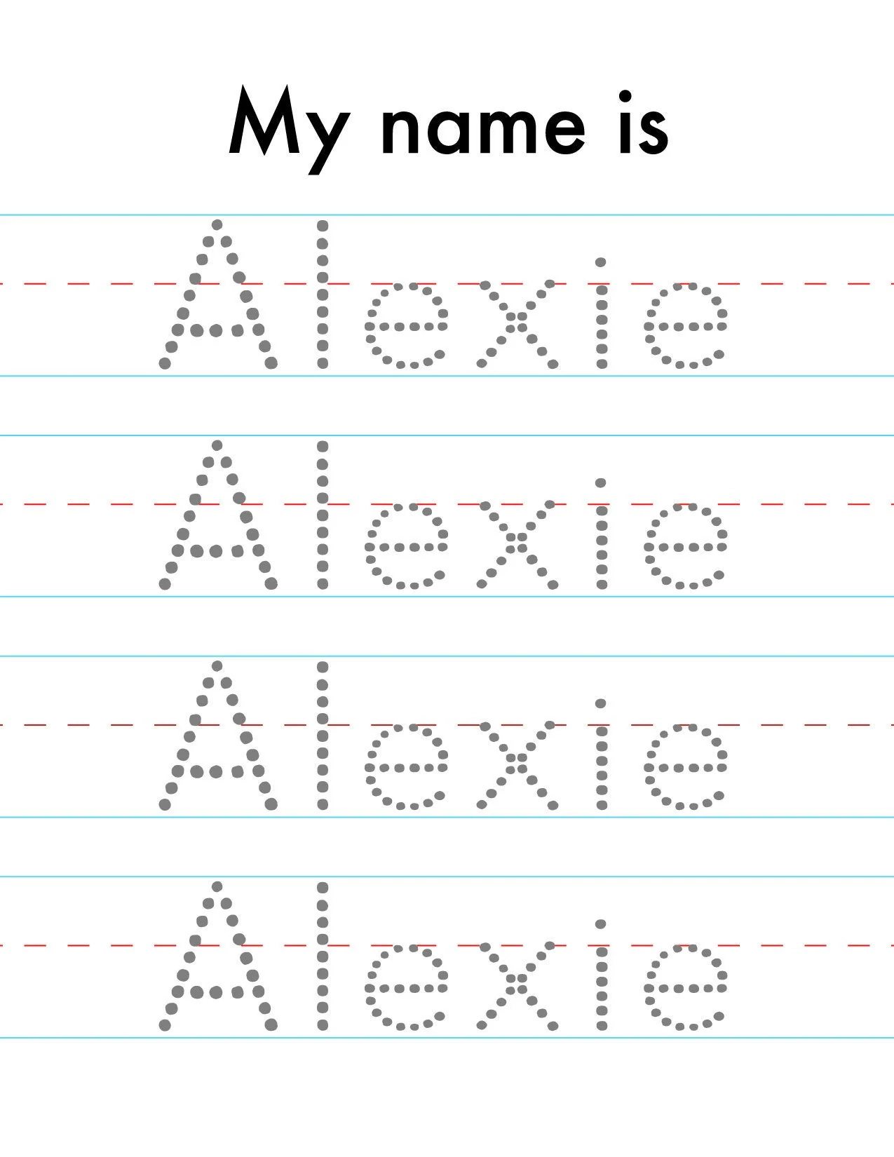 Name Tracing Worksheets Personalized Name Tracing Red And Blue 