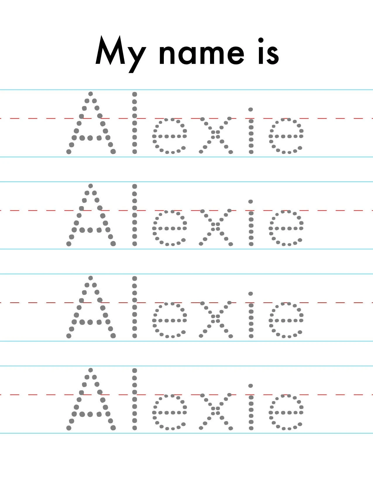 Name Tracing Worksheets Personalized Name Tracing Red And Blue 