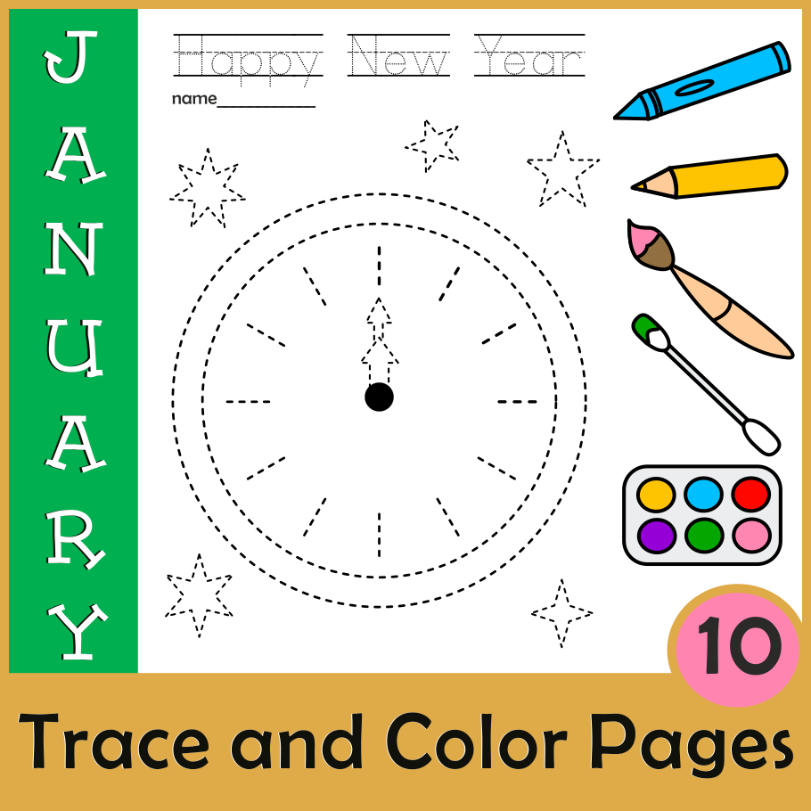 New Year Picture Tracing Worksheets For Pre K Pre handwriting New Year Picture Tracing Worksheets For Pre K Pre handwriting