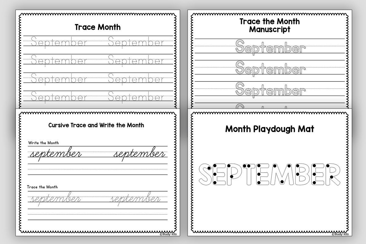 No Editable September Month amp Name Tracing Worksheets And 