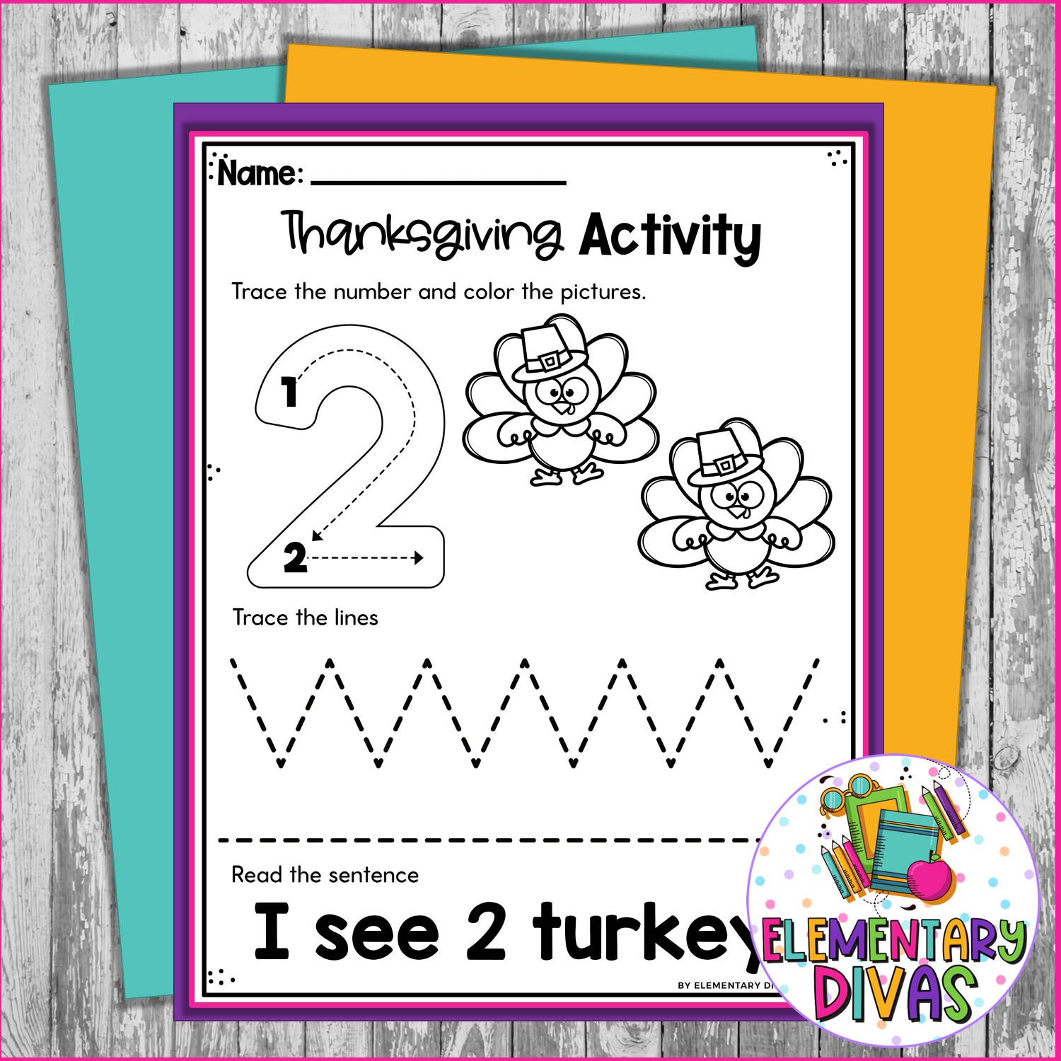 November Fall Preschool NO PREP Worksheet Packet Pre K 