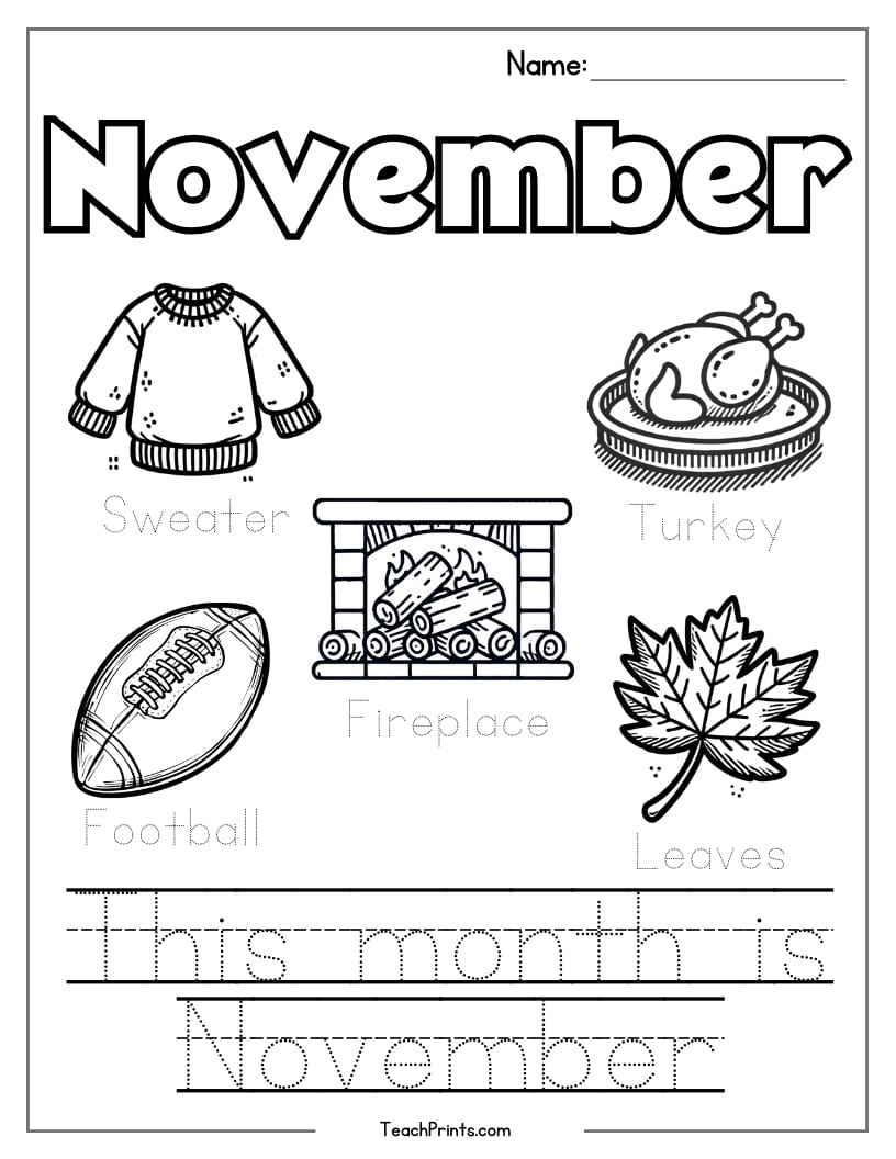November Worksheets 8 Free PDF Printables Teach Prints