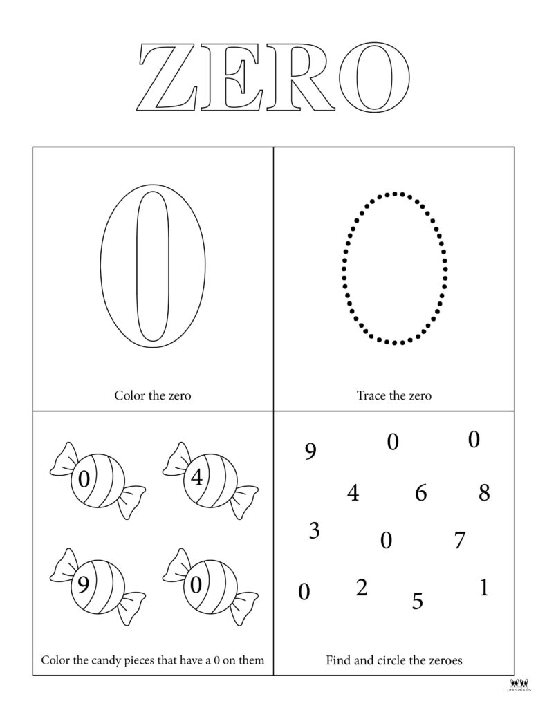 Tracing Number 0 Worksheets