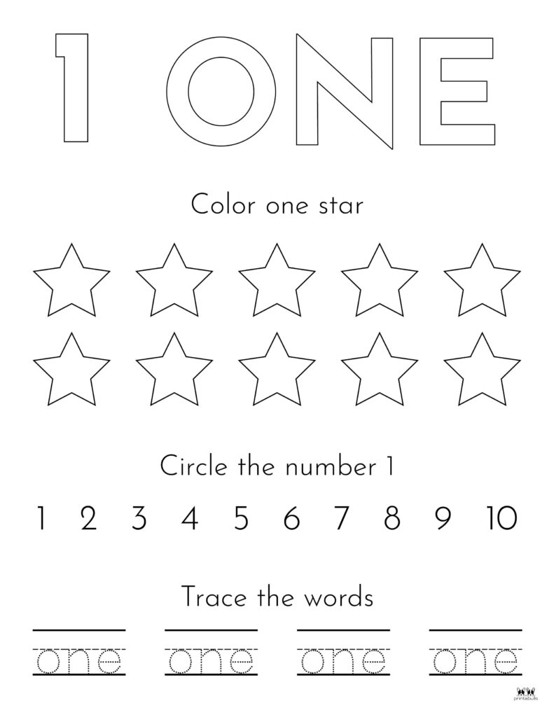 Number 1 Tracing Worksheets 15 FREE Pages Printabulls