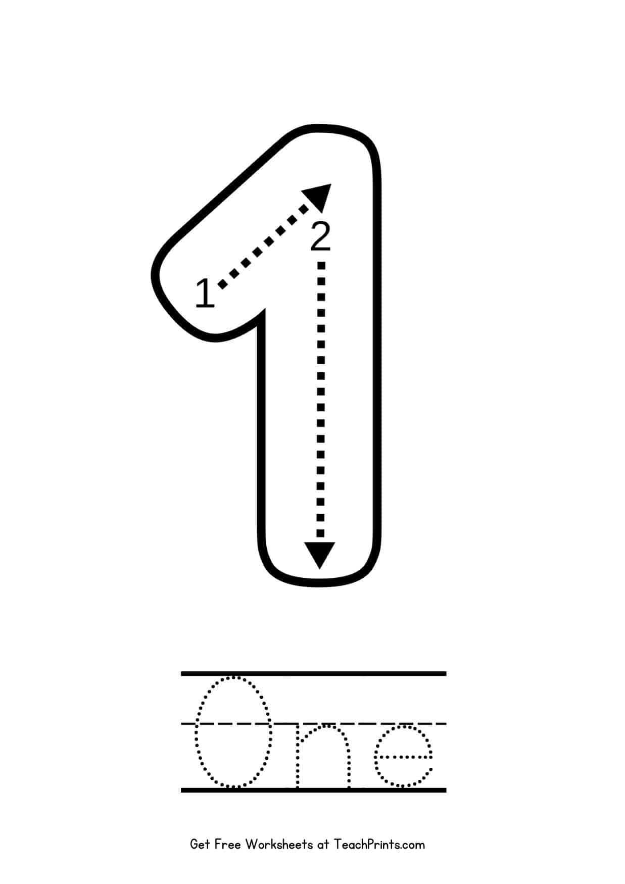 Number One Tracing Sheet