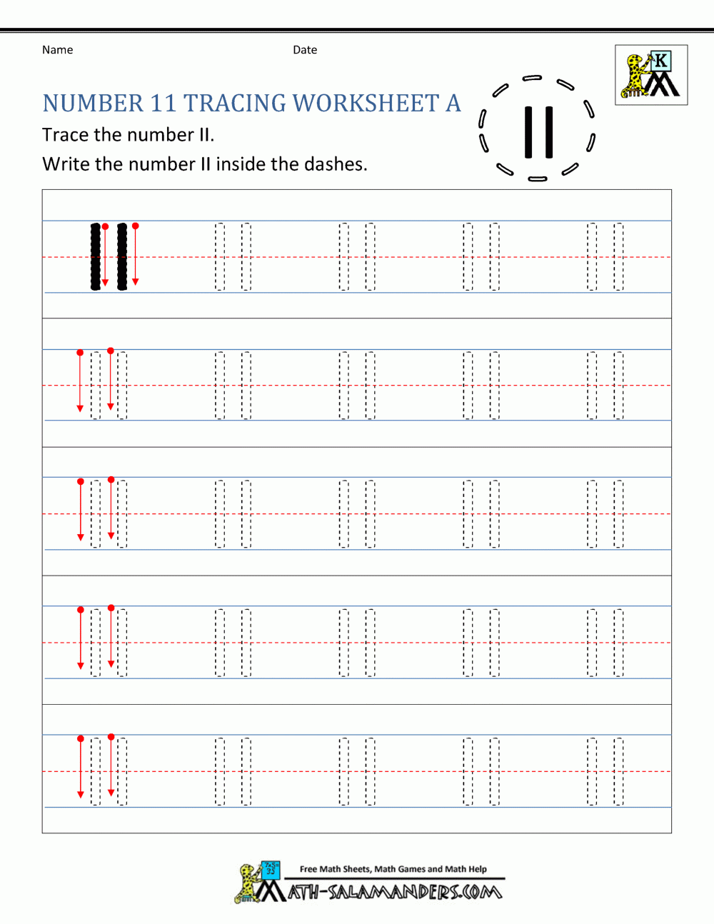 Number 11 Tracing