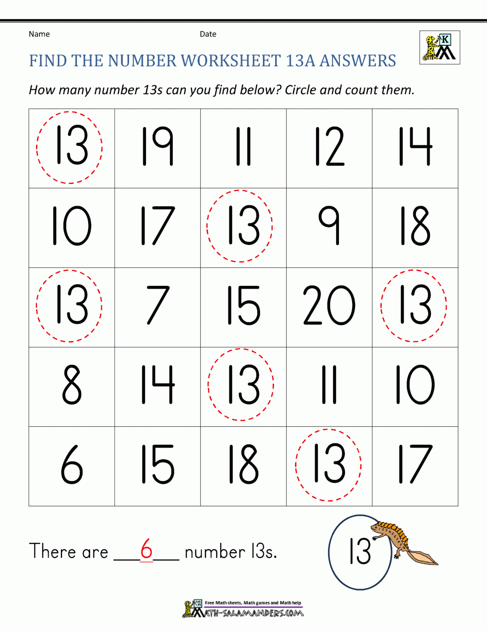 Number 13 Tracing Worksheet Preschool