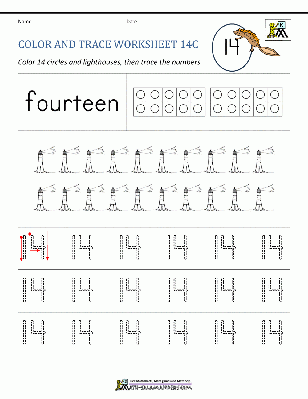 Number 14 Worksheets For Preschool