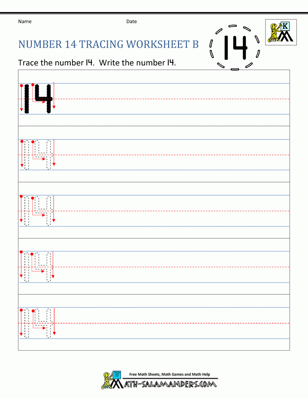 Number 14 Worksheets For Preschool