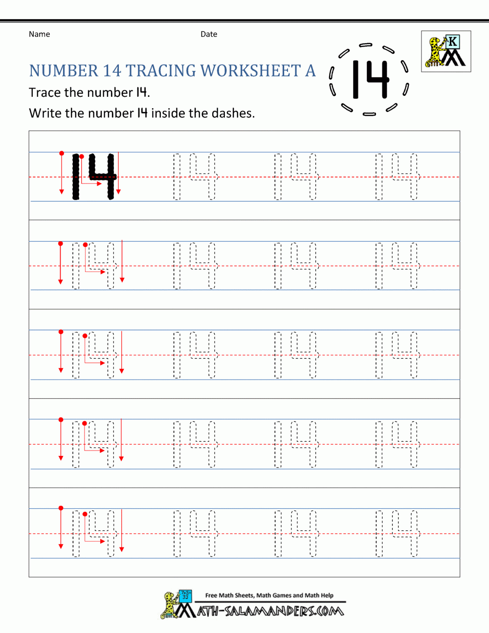 Number 14 Tracing