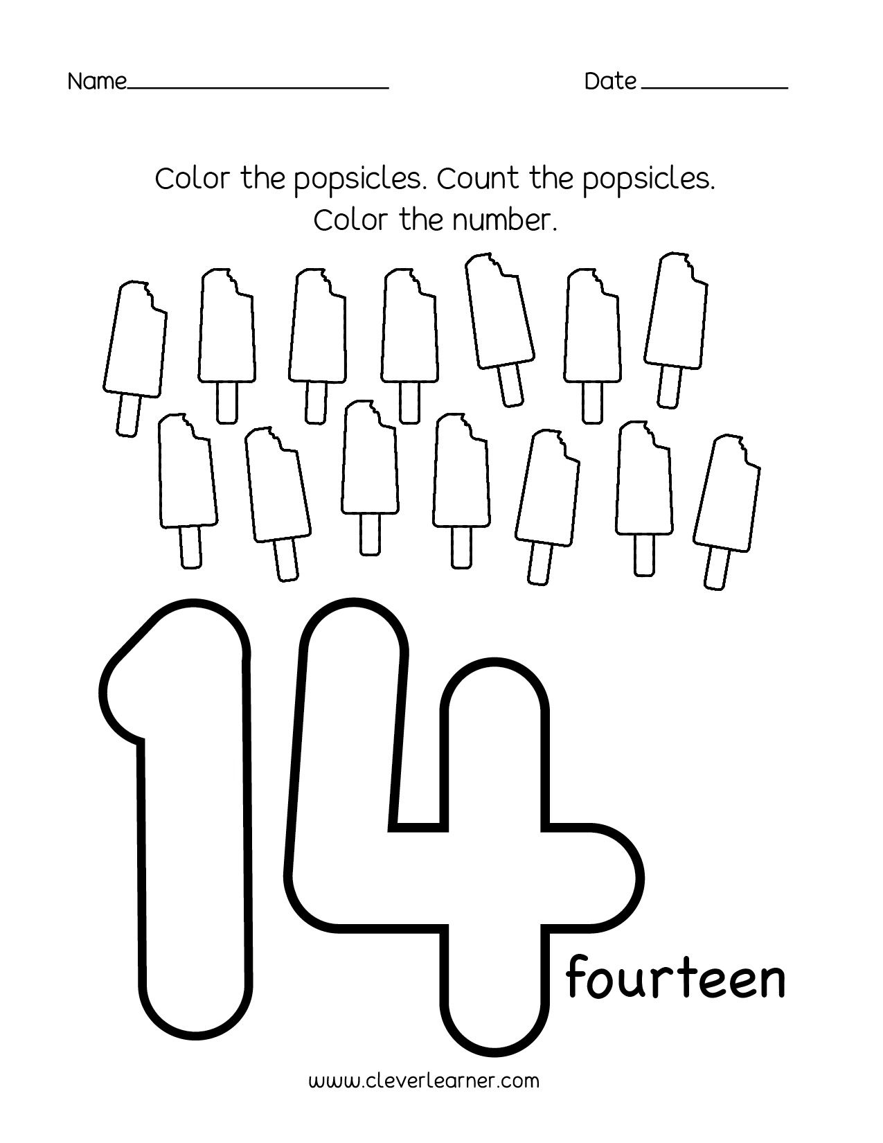 Number 14 Writing Counting And Identification Printable 