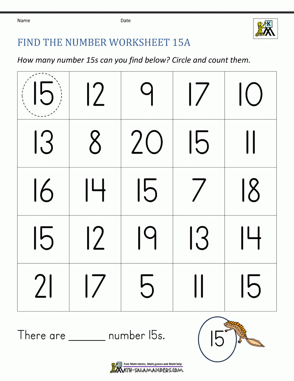Number 15 Worksheets For Preschool