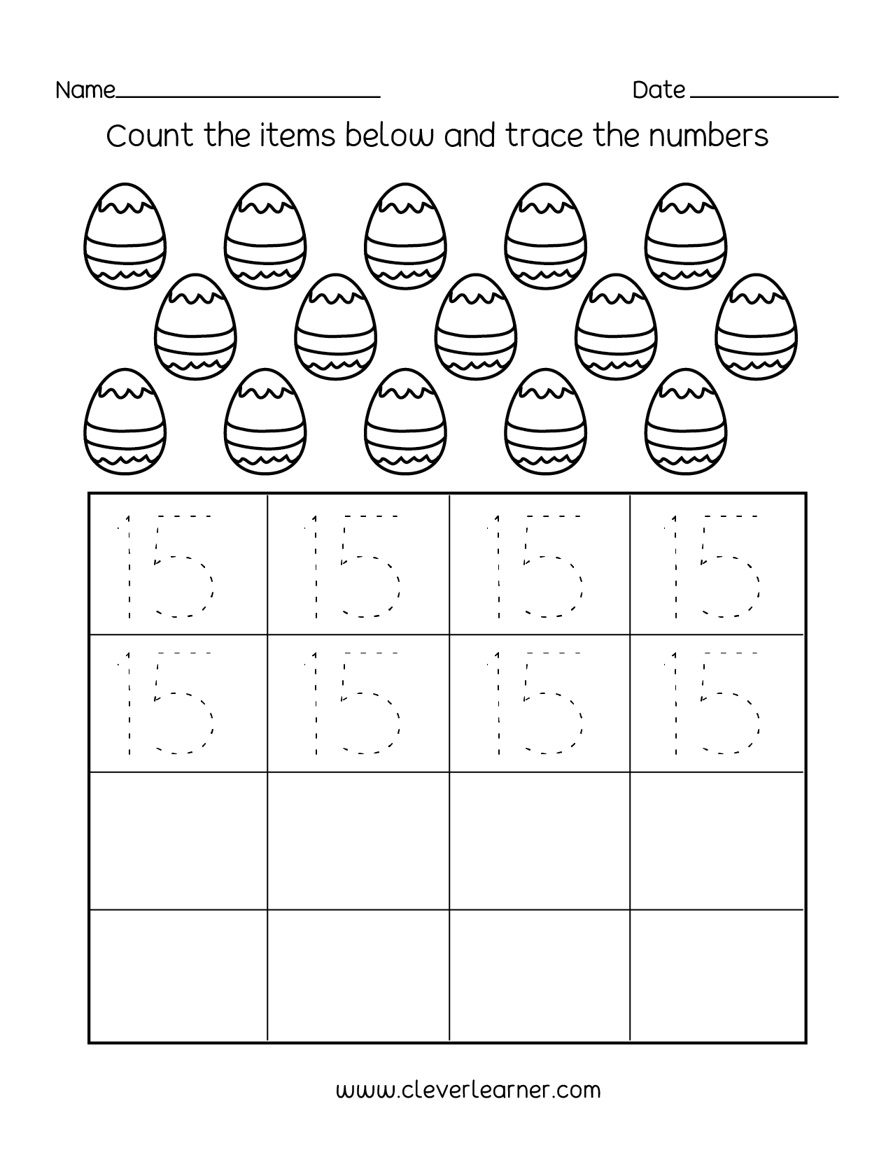 Number 15 Writing Counting And Identification Printable 