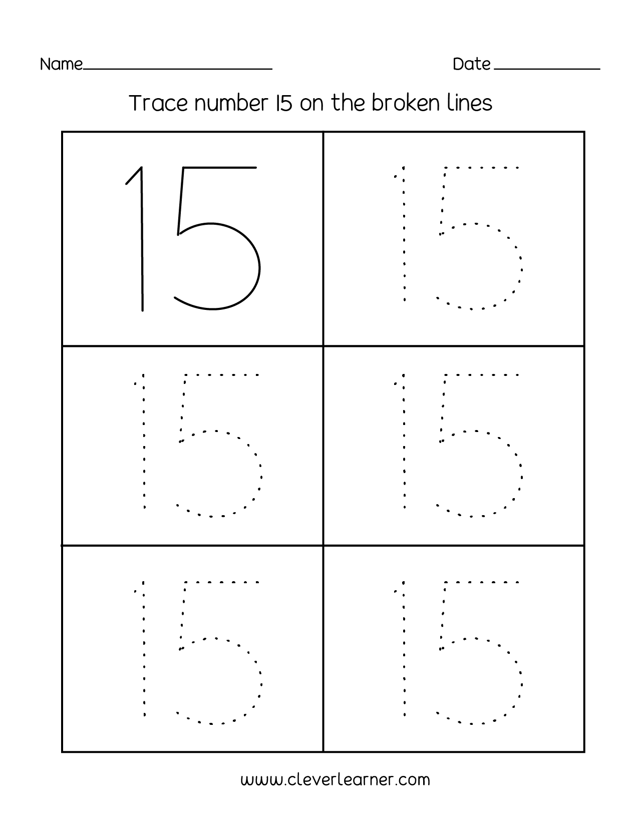 Number 15 Writing Counting And Identification Printable 
