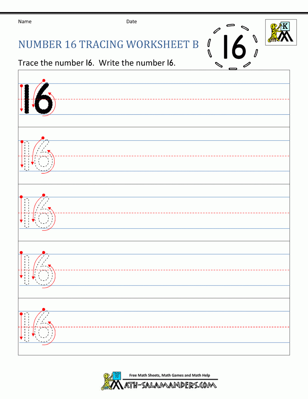 Number 16 Worksheets For Preschool