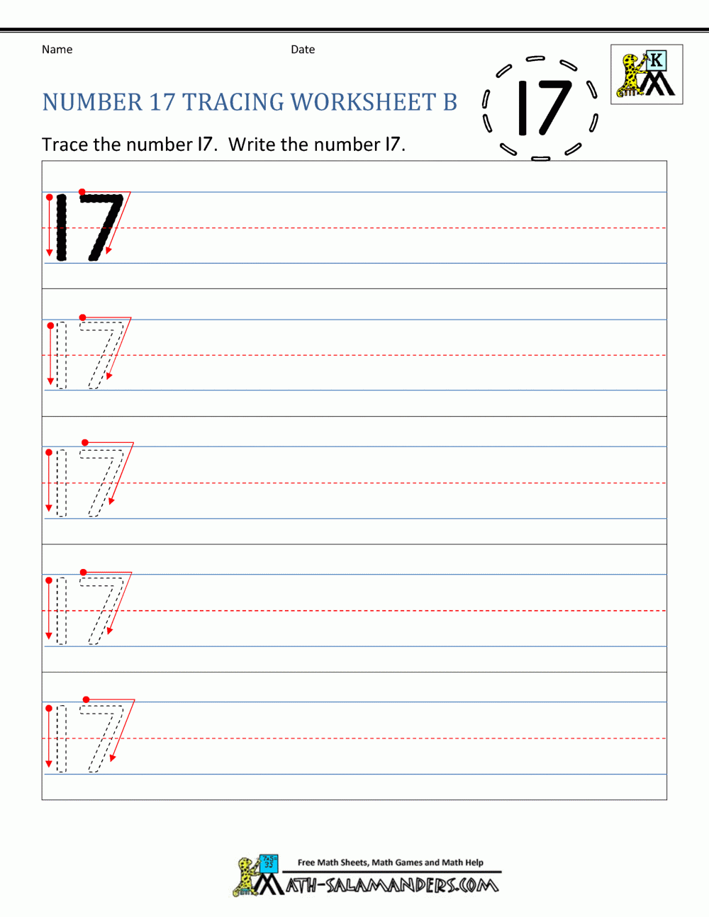 Number 17 Worksheets For Preschool
