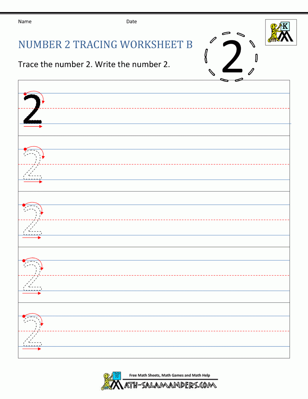 Tracing 2 Worksheet