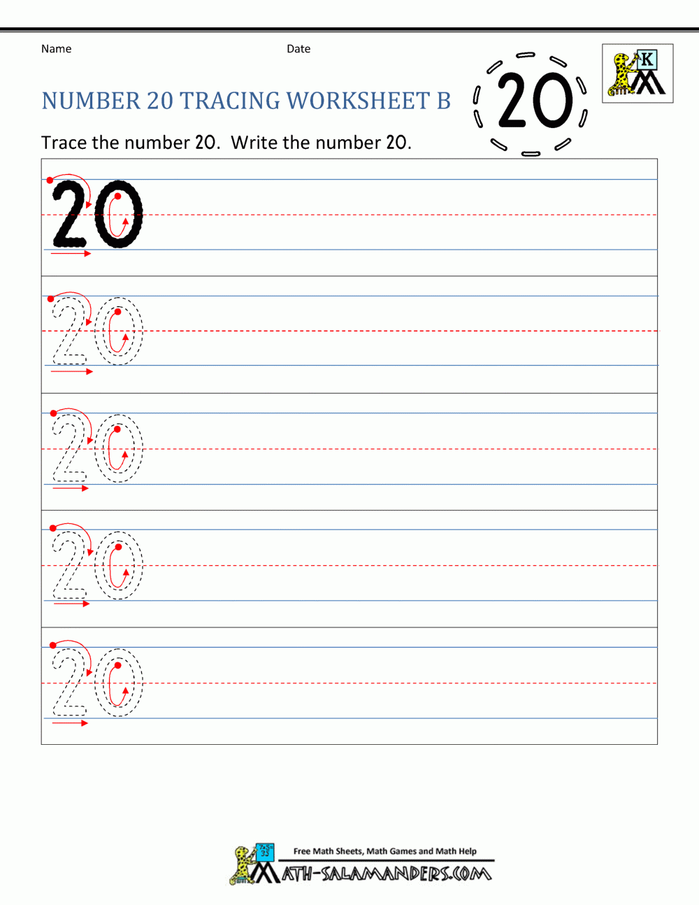 Number 20 Worksheets For Preschool