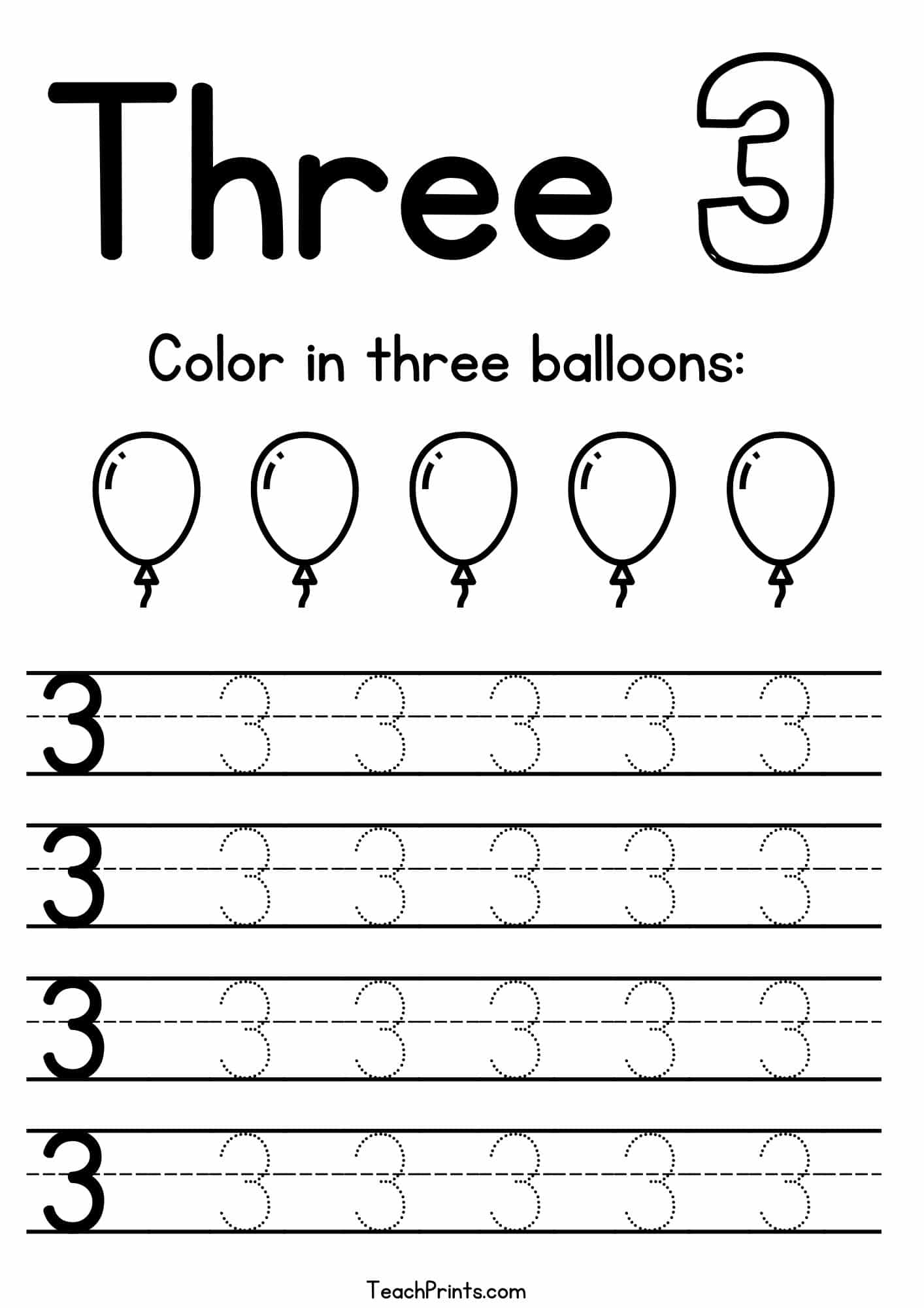 Number 3 Tracing Printable