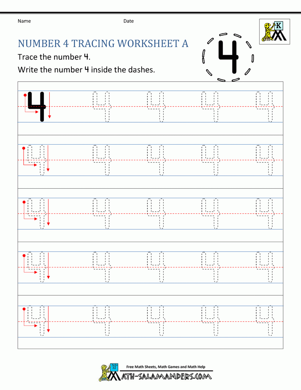 Number 4 Worksheets For Preschool