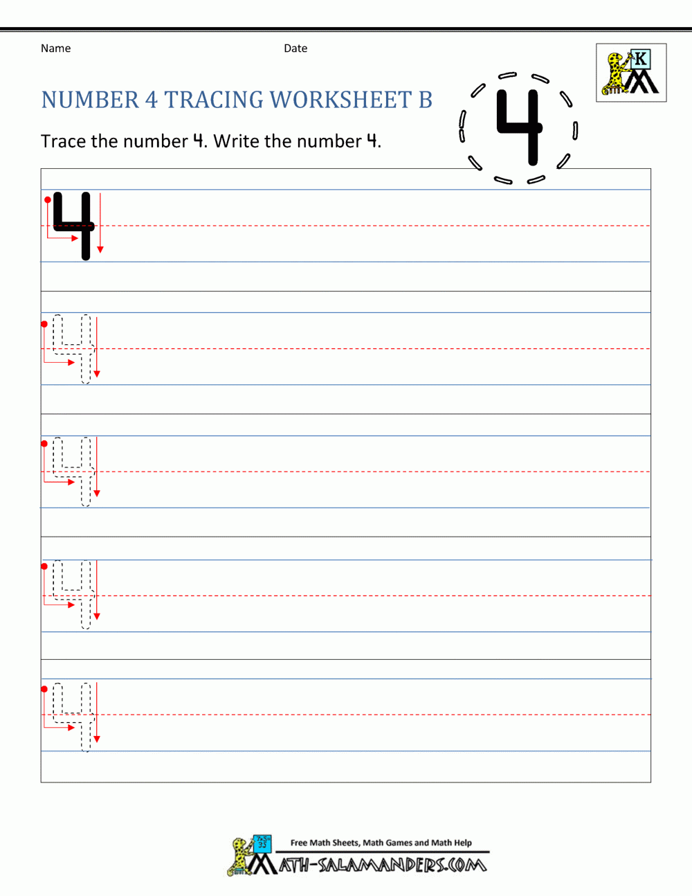 Number 4 Worksheets For Preschool