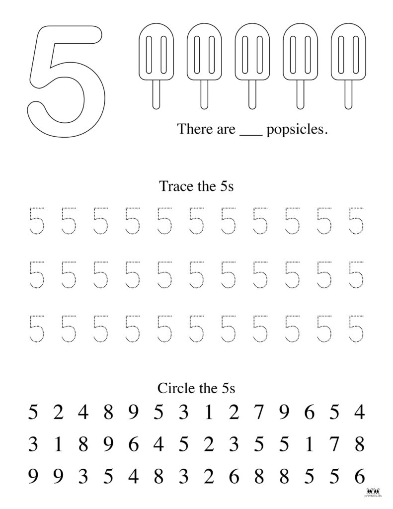 Number 5 Tracing Worksheets 15 FREE Pages Printabulls