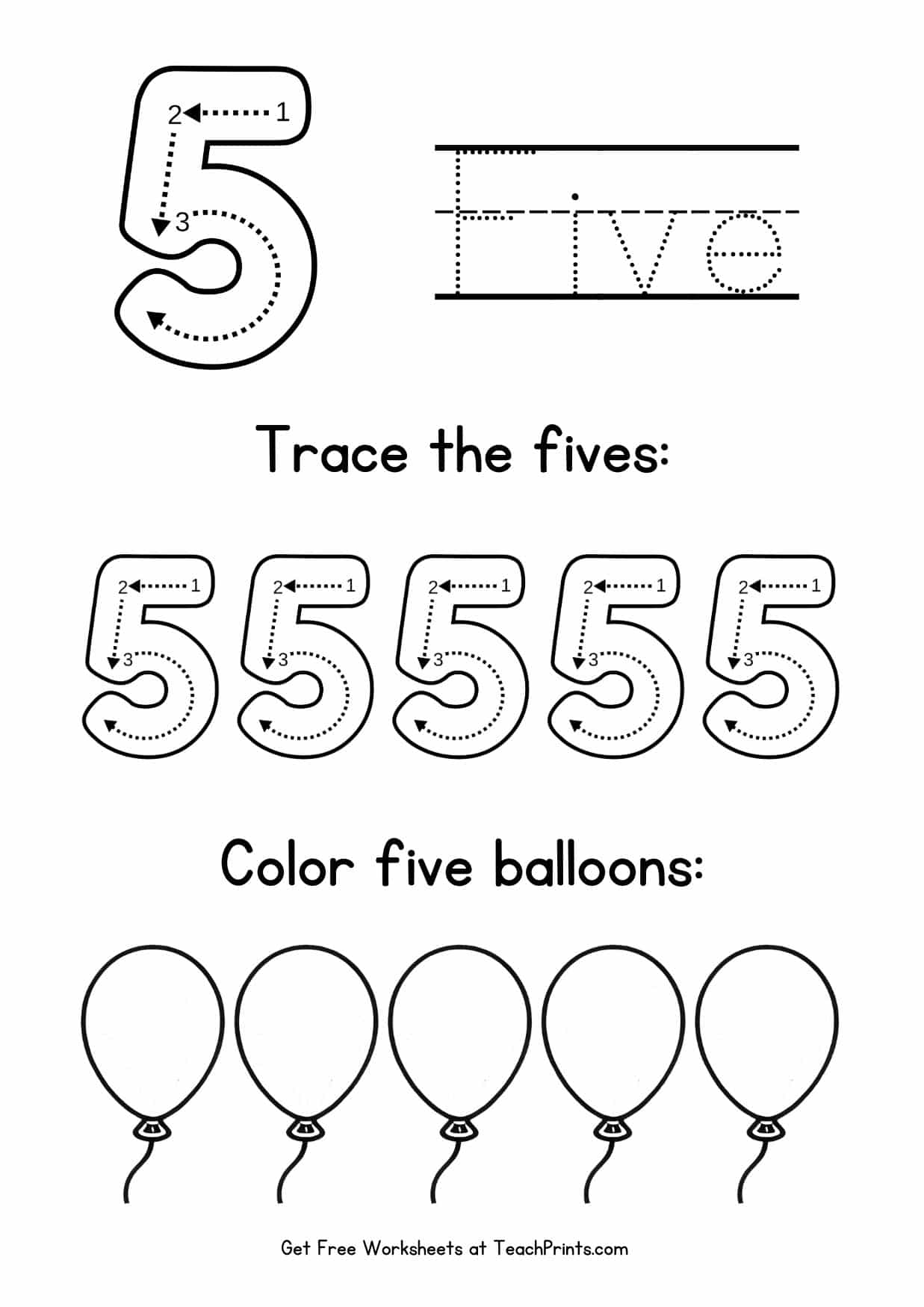 Number 5 Tracing Sheet