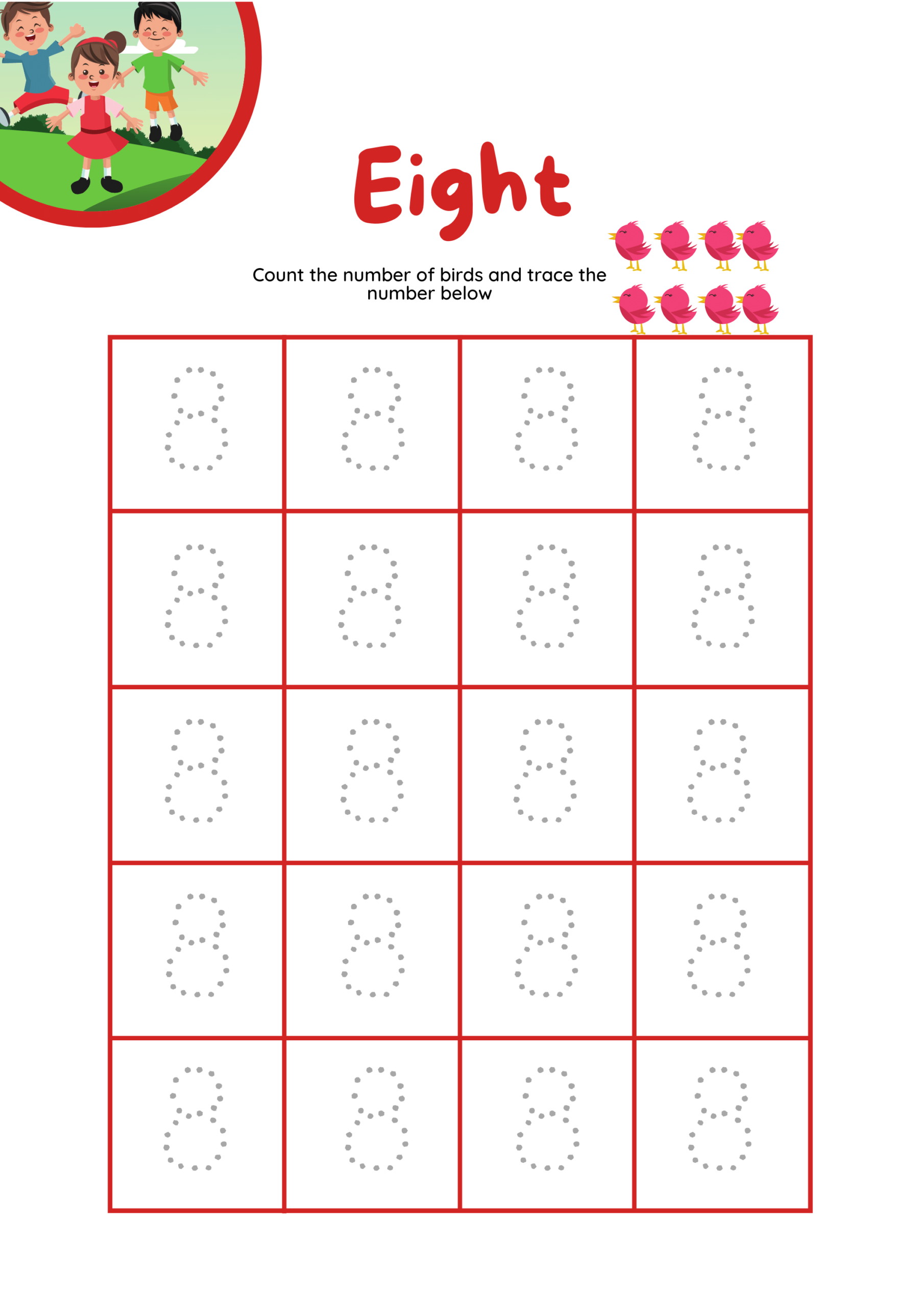 Tracing 8 Worksheet