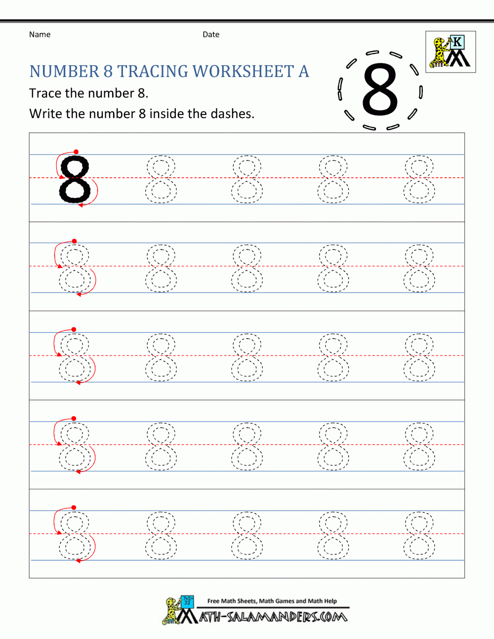 Number 8 Tracing Worksheets For Preschool