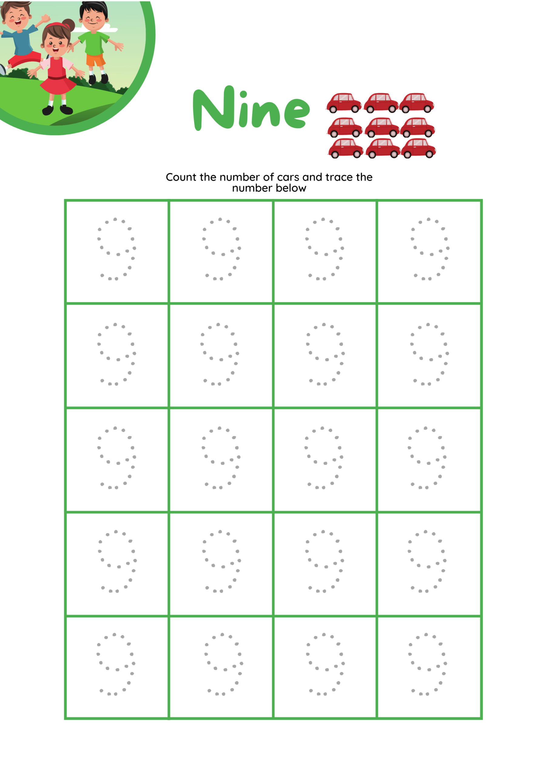 9 Tracing Worksheet
