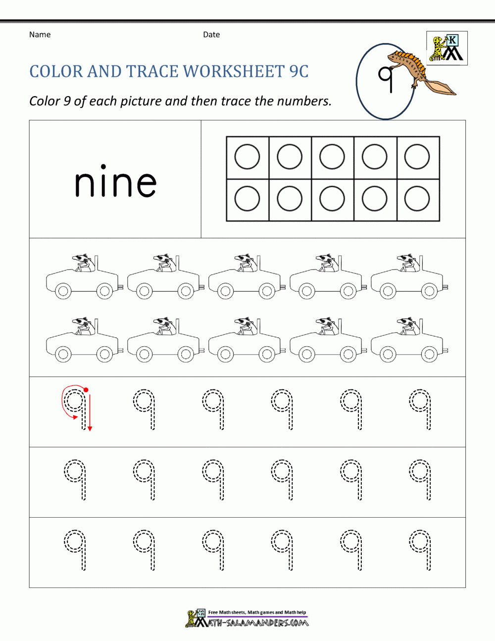 Number 9 Worksheets For Preschool