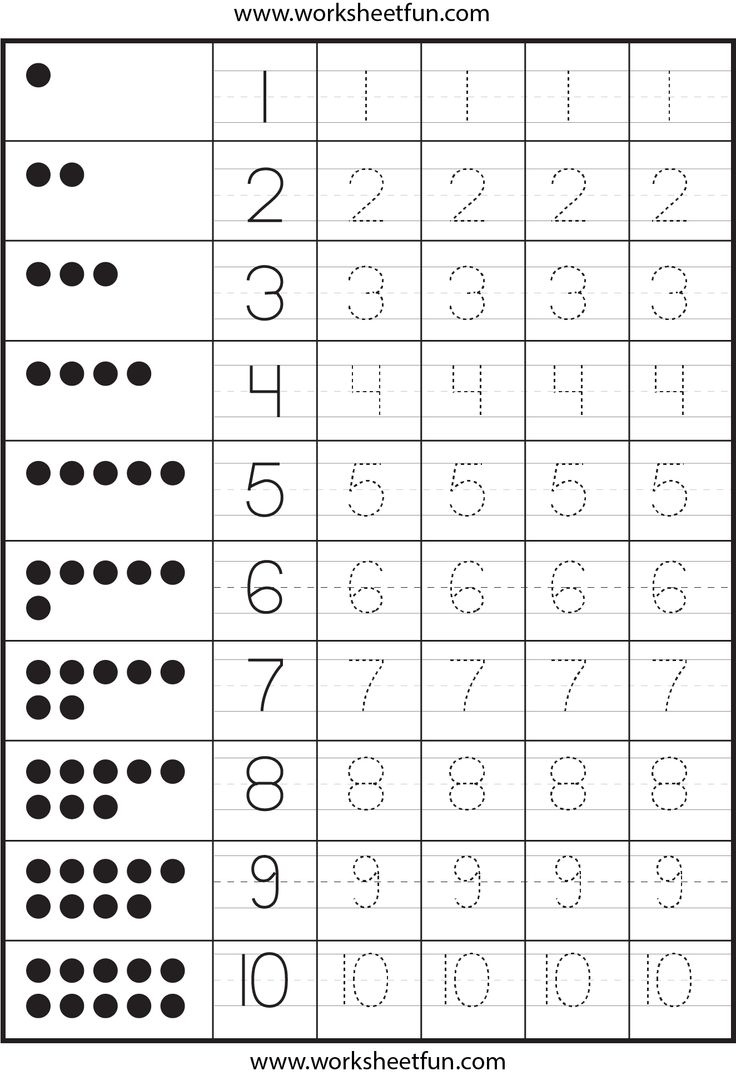 Number Tracing Sheets 1 10