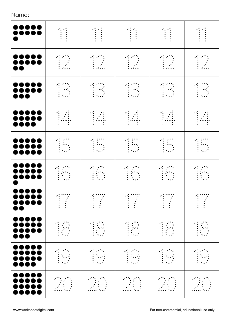 Number Tracing 11 20 Worksheet Digital 1 Teacher Made Resources Number Tracing 11 20 Worksheet Digital 1 Teacher Made Resources