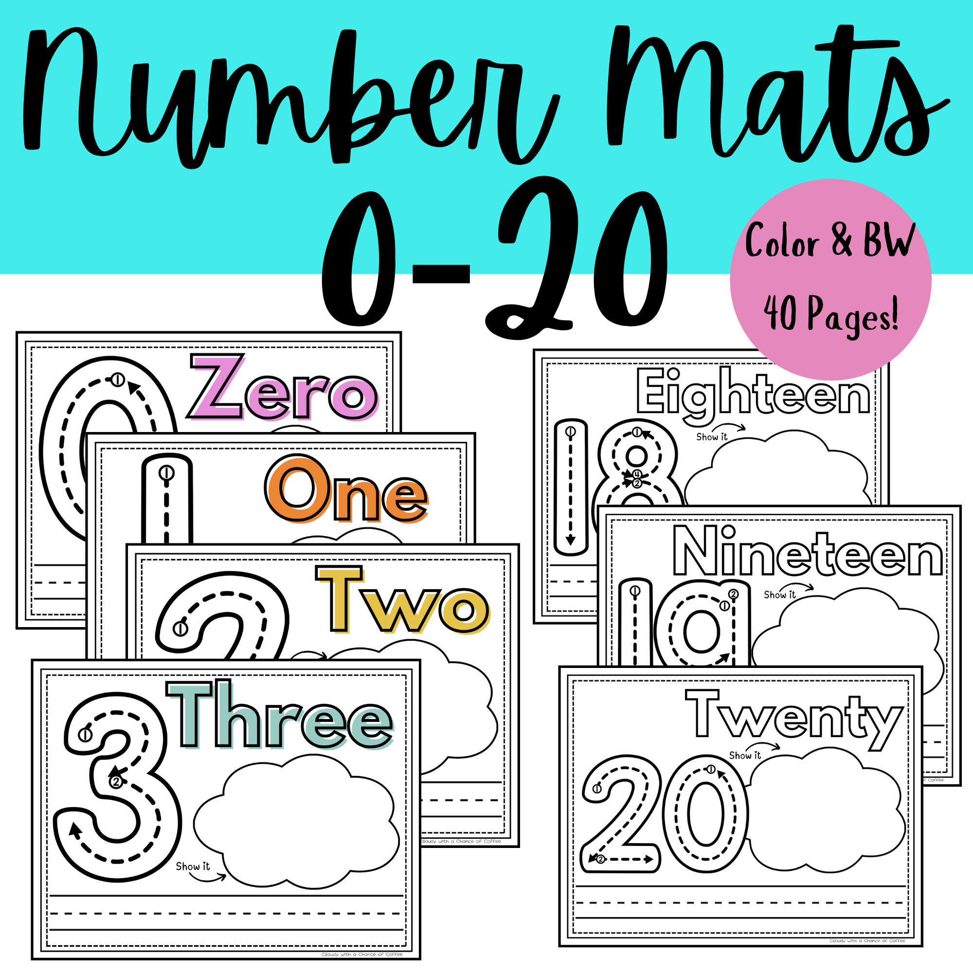 Number Tracing Mats For Preschool amp Kindergarten 0 20 PDF 