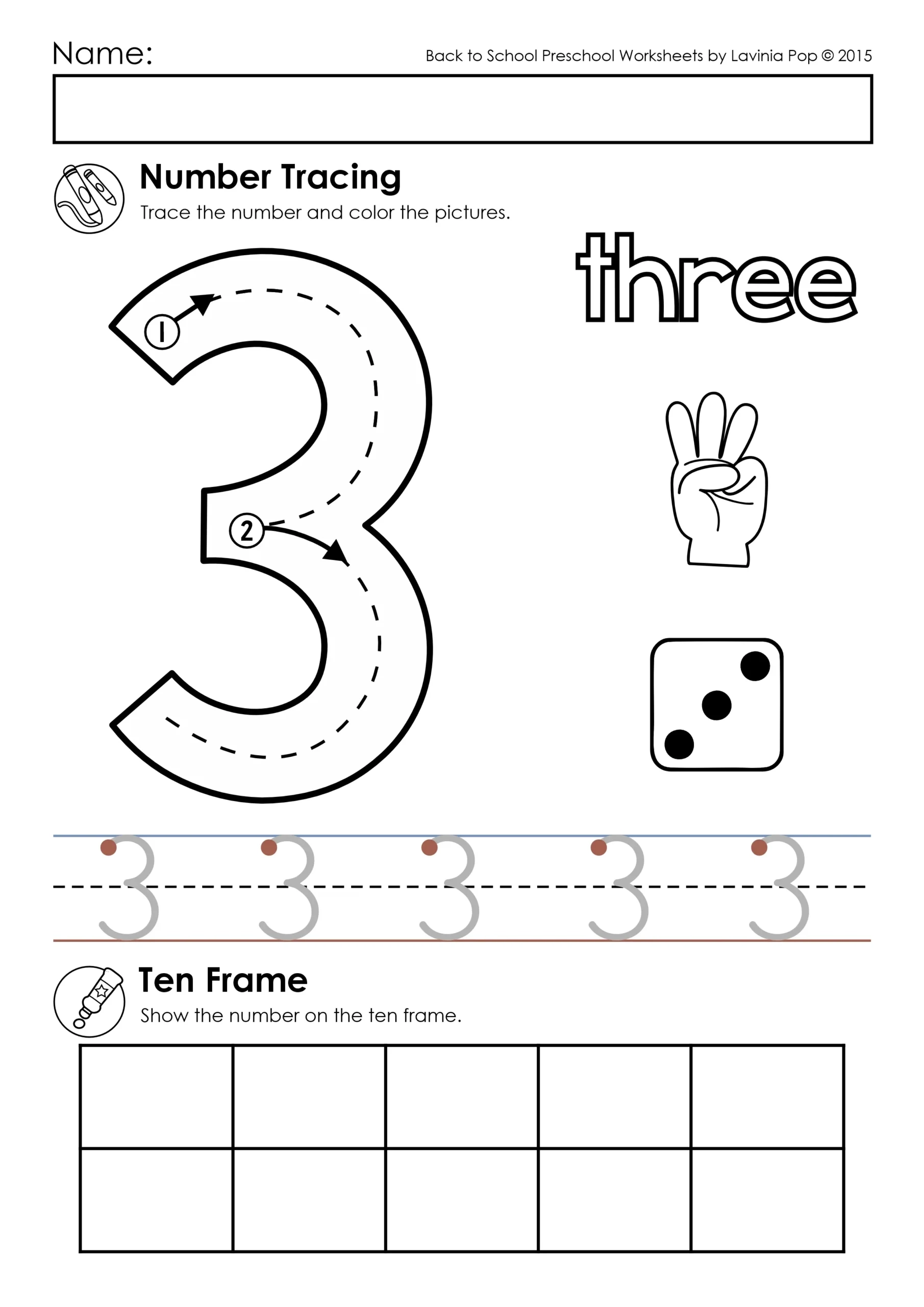 Number Tracing And Coloring Worksheets