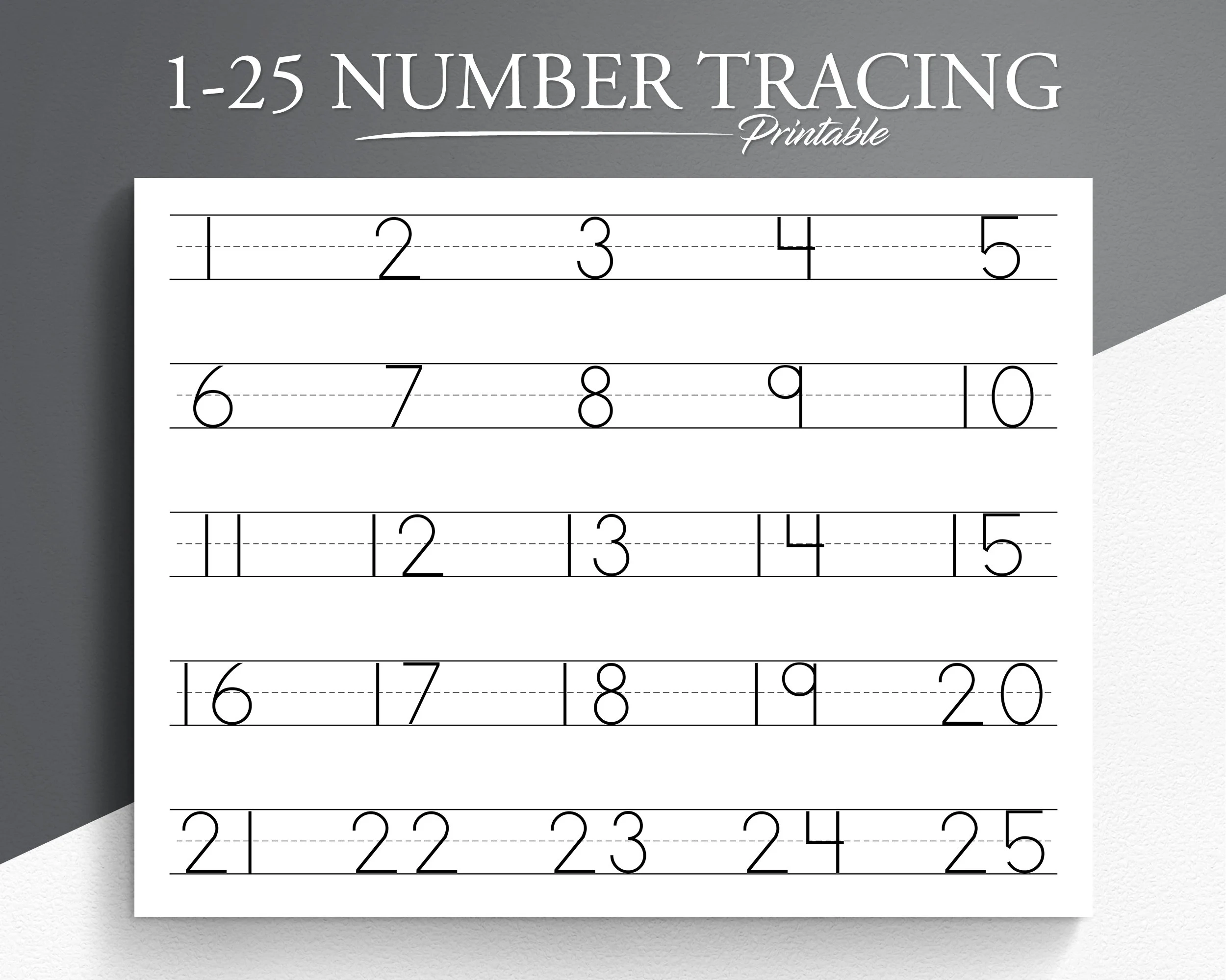 Number Tracing Worksheet 1 25 Printable Trace Numbers 