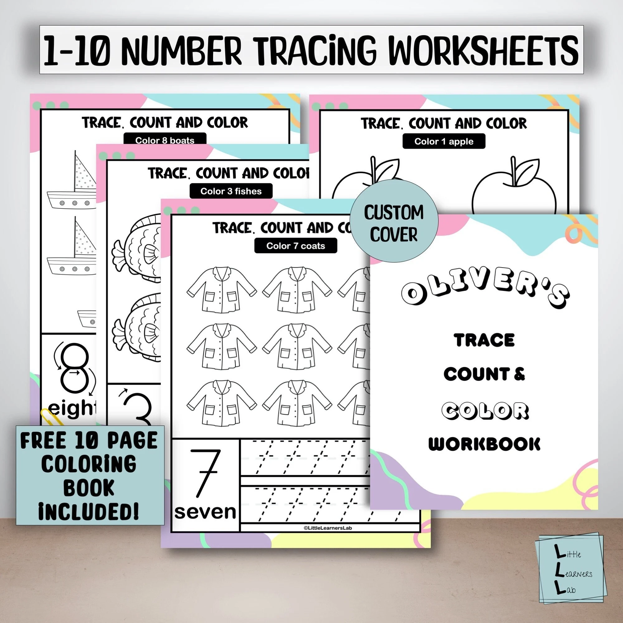 Number Tracing Worksheets 1 10 Personalized Kids Handwriting 