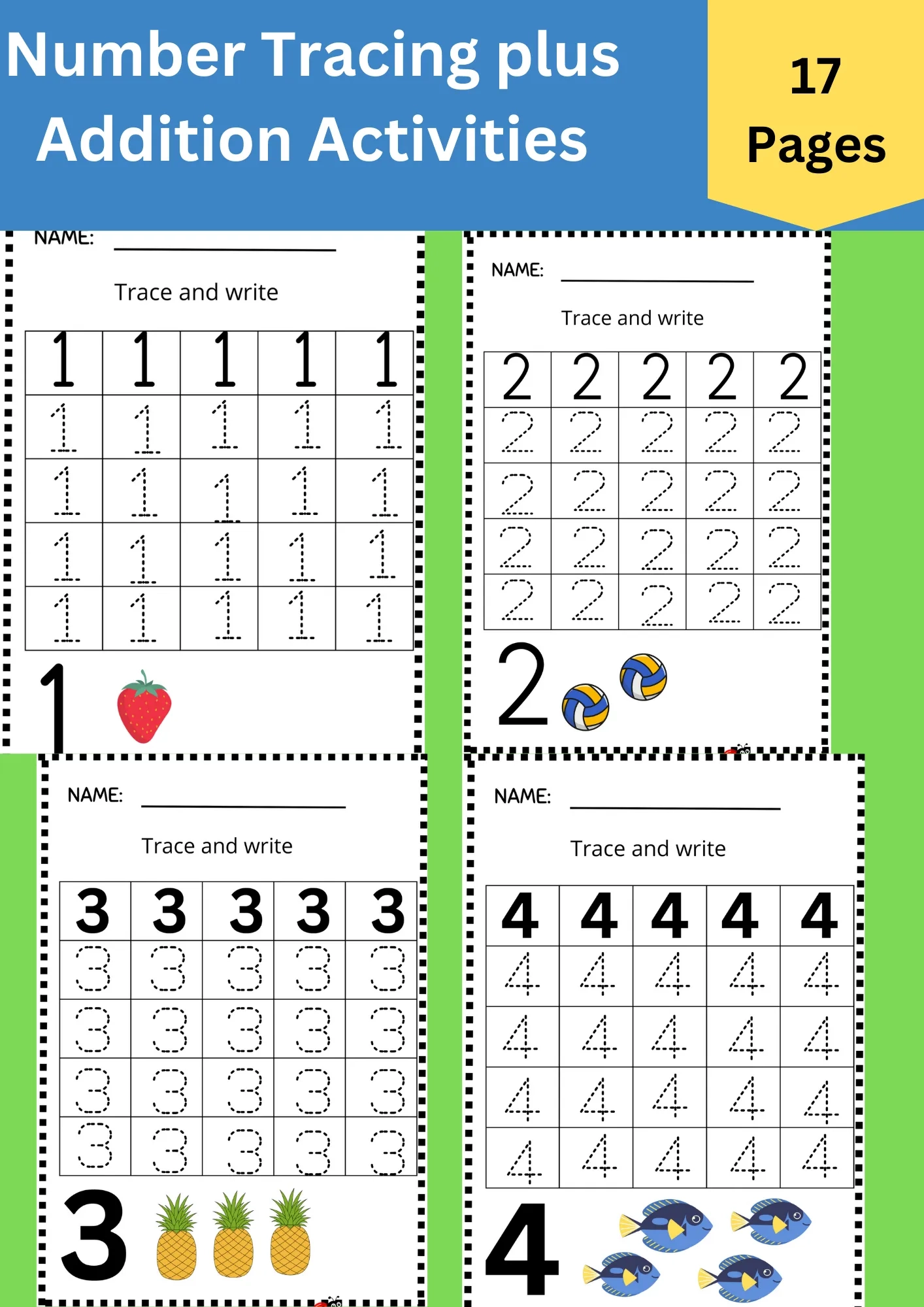 Number Tracing Worksheets 1 To 10 Plus Addition Worksheets