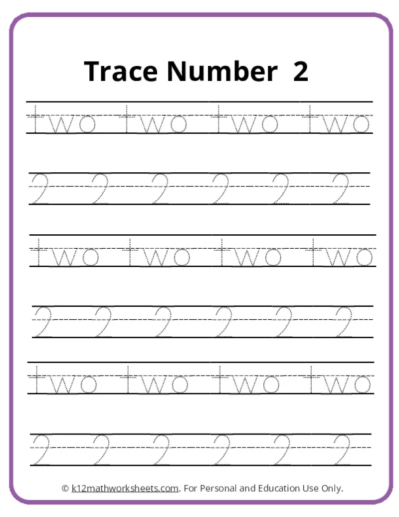 Number Tracing Worksheets