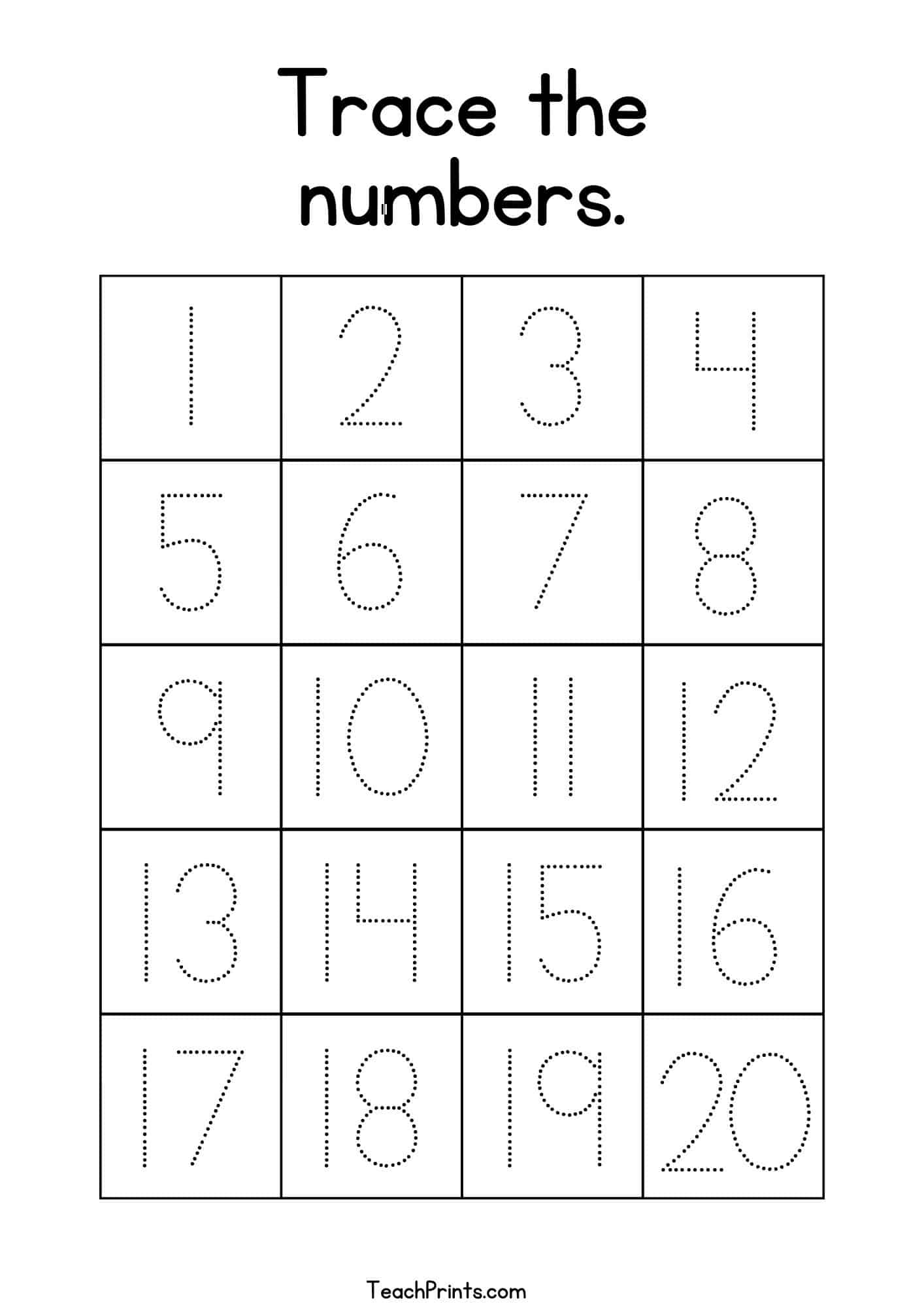 Number Tracing Printables