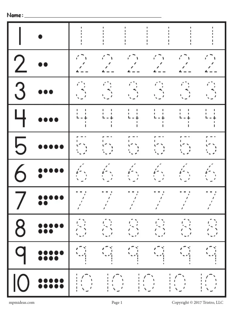 Numbers 1 20 Tracing Worksheet rows FreeShip PDF PDF