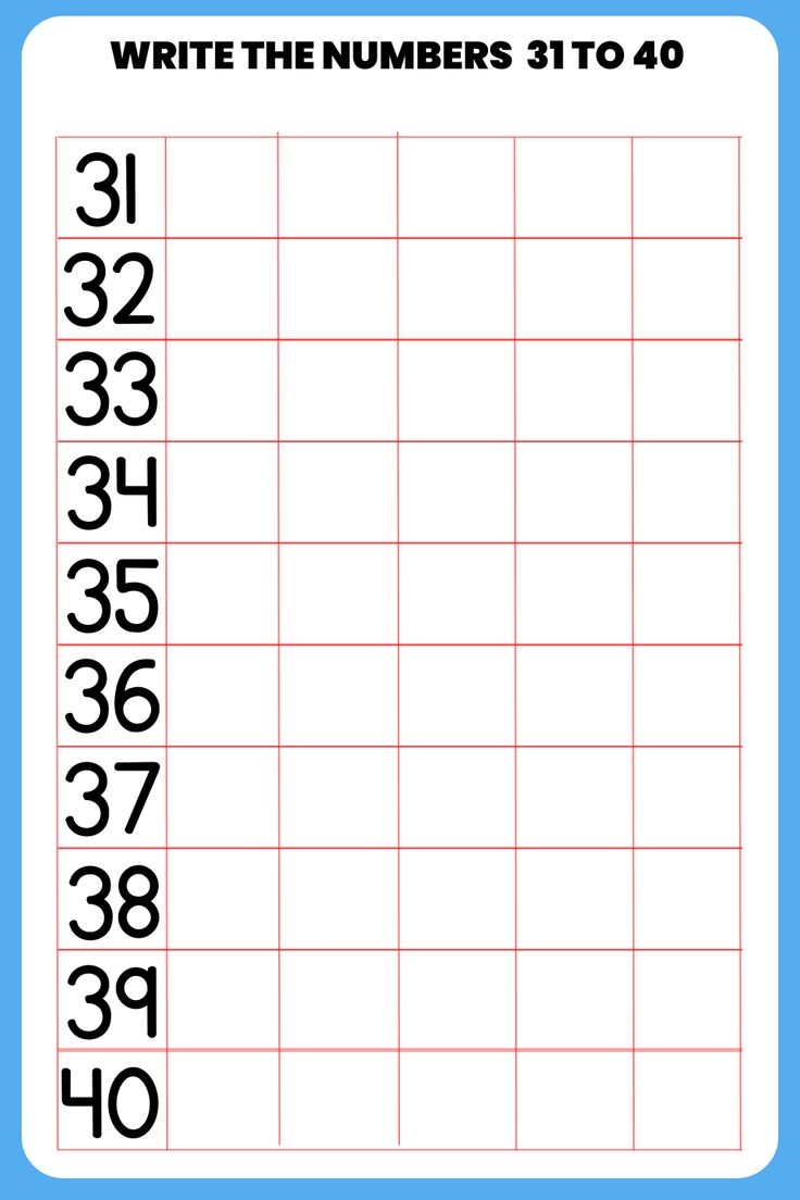 Tracing Numbers 31 To 40 Worksheet Tracing Numbers 31 To 40 Worksheet