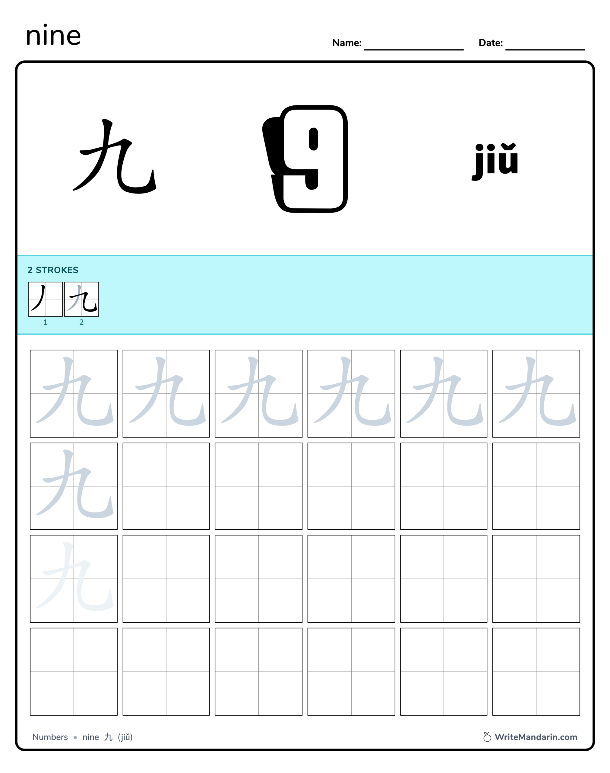 Numbers Zero Chinese Writing Worksheet WriteMandarin