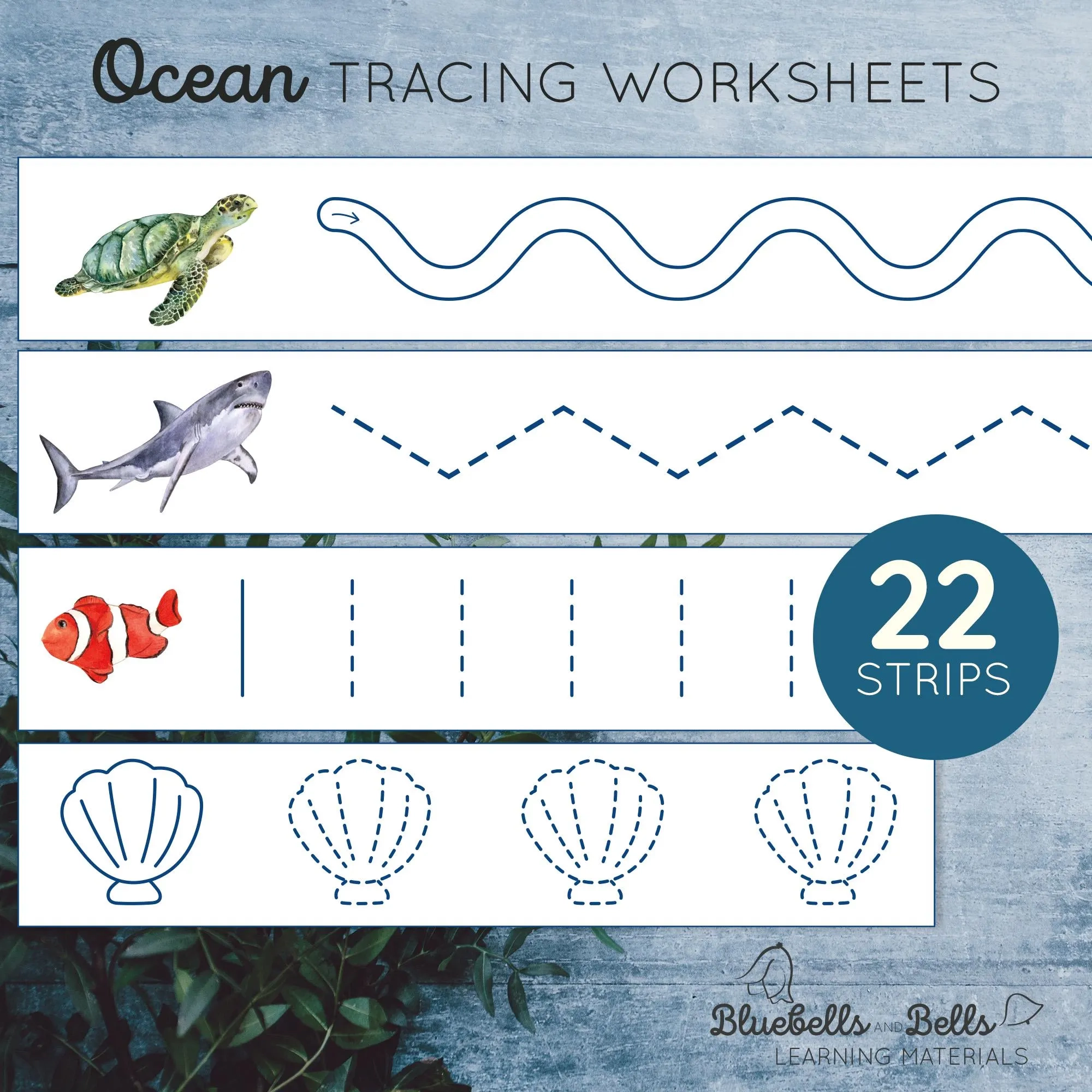 Ocean Preschool Tracing Strips Pre writing Practice Printable 
